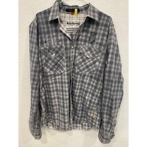 Rock Revival Men's Gray Plaid Long-Sleeve Button-up Shirt size XL